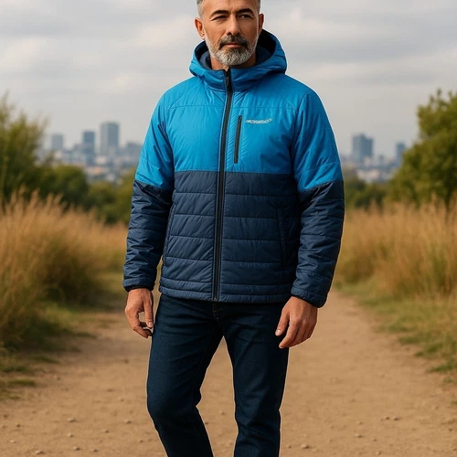 Norrona Mens Jacket Falketind Thermo60 Hooded Hawaiian Surf/Indigo Outdoor Small video thumbnail