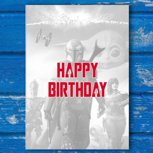 Mandalorian, Star Wars + Baby Yoda Birthday Card. Personalise Name,Age,Relative - Picture 2 of 2