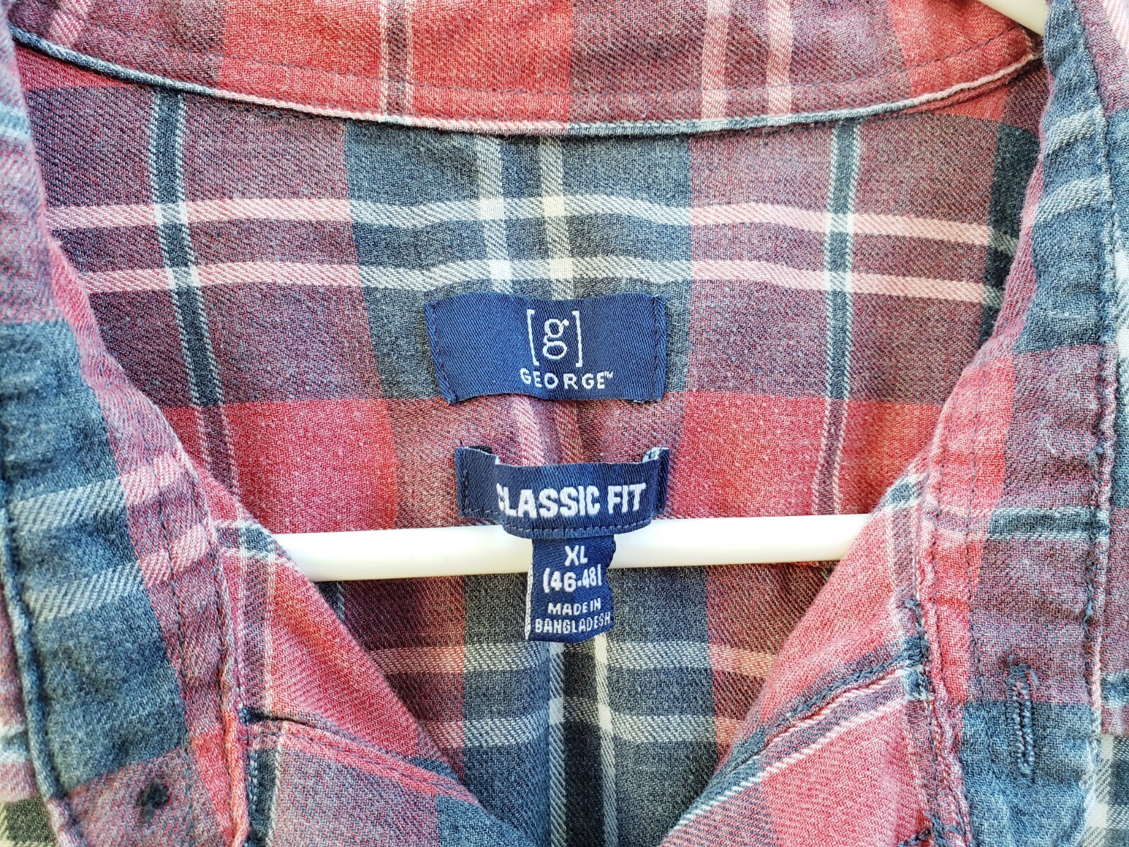 🔥 George Red / Gray Plaid Button Down Collared S… - image 3