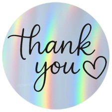 Thank You Stickers   2" Round Script Labels with Heart for Packaging