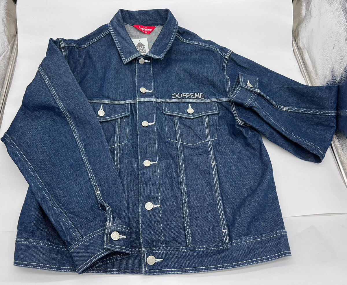 SUPREME SMURF Denim Trucker Jacket Blue Size Medium IN HAND SUPREME SMURF Denim Trucker Jacket Blue Size Medium IN HAND