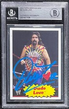 DUDE LOVE MICK FOLEY SIGNED 2012 WWE TOPPS HERITAGE ROOKIE CARD BECKETT 938