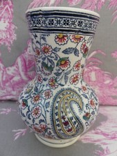 Vase en faïence de Gien décor Cachemire ou Bothée bon état signature ancienne 11