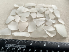 R121B Genuine Surf Tumbled Sea Glass/Clear Snow-Frosted Beach Glass 4oz Approx.