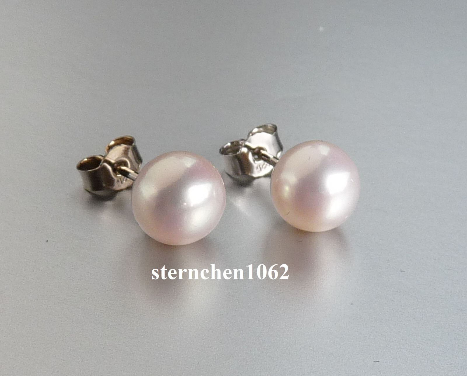 GNALIA Echtperlen Ohrstecker - 925er Silber Mit Weißen Süßwasserperlen 7-8mm, Hypoallergen