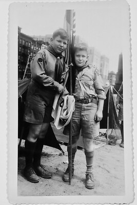 Vintage Boy Scouts NY Manhattan Troop 260? Two Friends Snapshot on Street Photo 