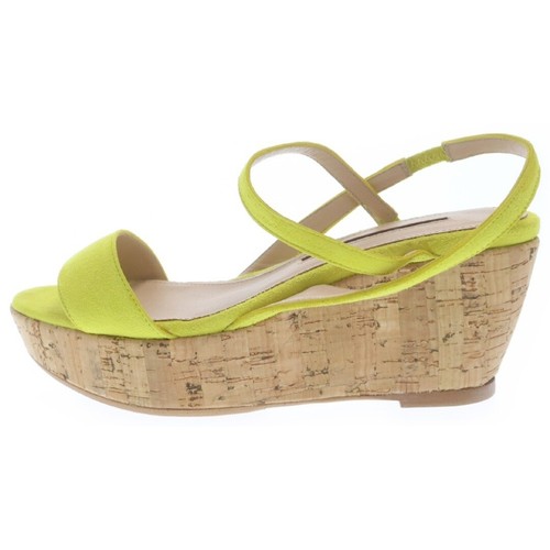 PELLICO Womens Perrico Cork Wedge Heel Suede Strappy Sandals Yellow