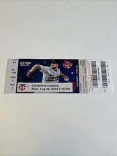 2014 Twins vs Indians Ticket 8/20 Mike Aviles homered/ Brian Dozier 20/20 Man