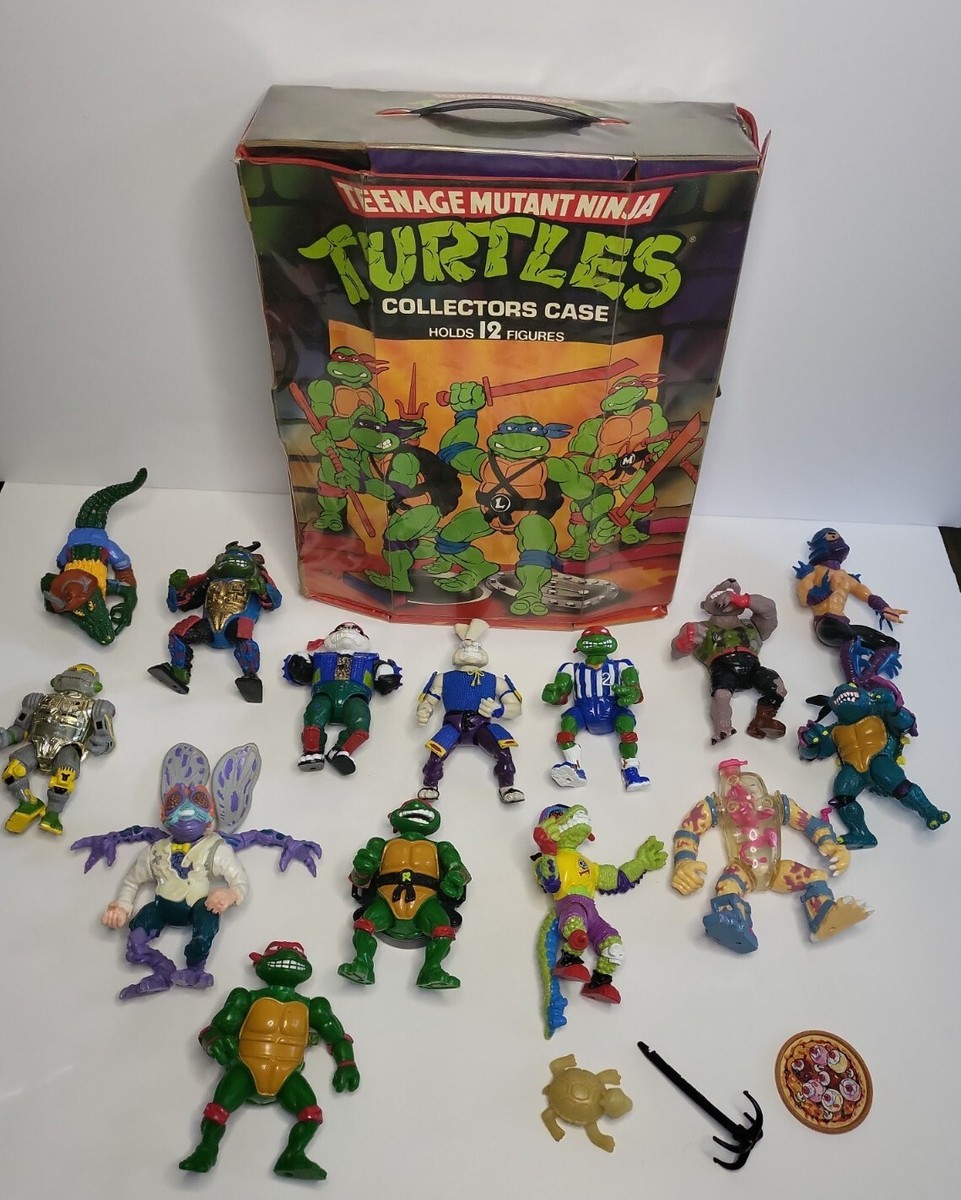 Vtg Teenage Mutant Ninja Turtles Bundle W/ Case And 14 Figures