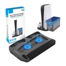 PS5 Stand with 2 Cooling Fan and Dual Controllers Charger Station