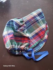 Baby Bonnet or Doll Bonnet , Plaid, Homemade