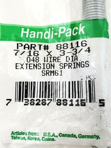 Handi-Pack 88116 7/16" x 3-3/4" .048 diámetro de cable resorte de extensión SRM61 - Imagen 3 de 6