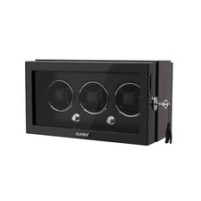 Automatic 3 Watch Winder Box LED Light Display Case Box with Lock 4 Modes Black