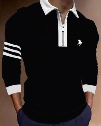 Men's T Shirt Graphic Printed Top Long Sleeve Fashion Activewear T-Shirt 1/4 Zip - Picture 4 of 35