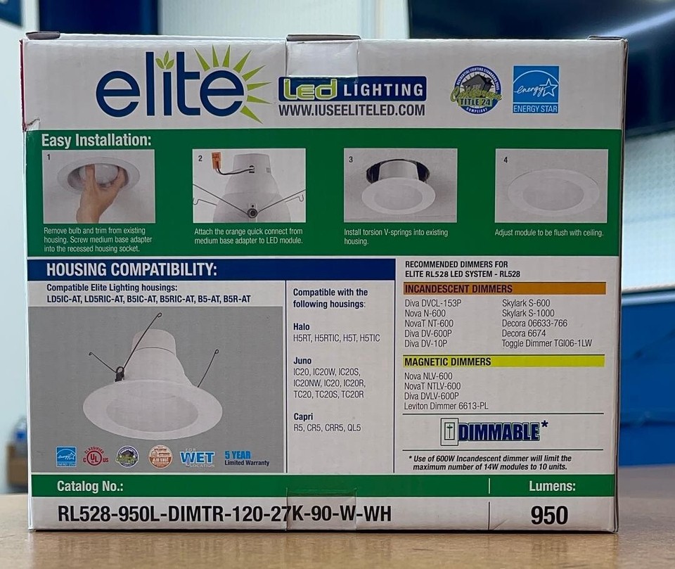 ELITE RL528-950L-DIMTR-120-27K-90-W-WH | eBay