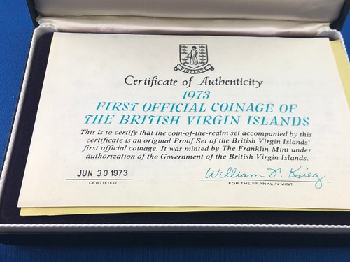 1973 British Virgin Islands Proof Set With Sterling Silver Crown & Certificates - 第 11/11 張圖片