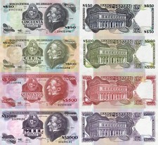 Uruguay set 4 pcs 50+100+500+1000 nuevos pesos - Pick 61A-64A UNC random years