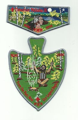 SCOUT BSA OA LODGE 16 TOTANHAN NAKAHA 2006 NOAC 2 PIECE SET GRAY ROLLED EDGE NSC