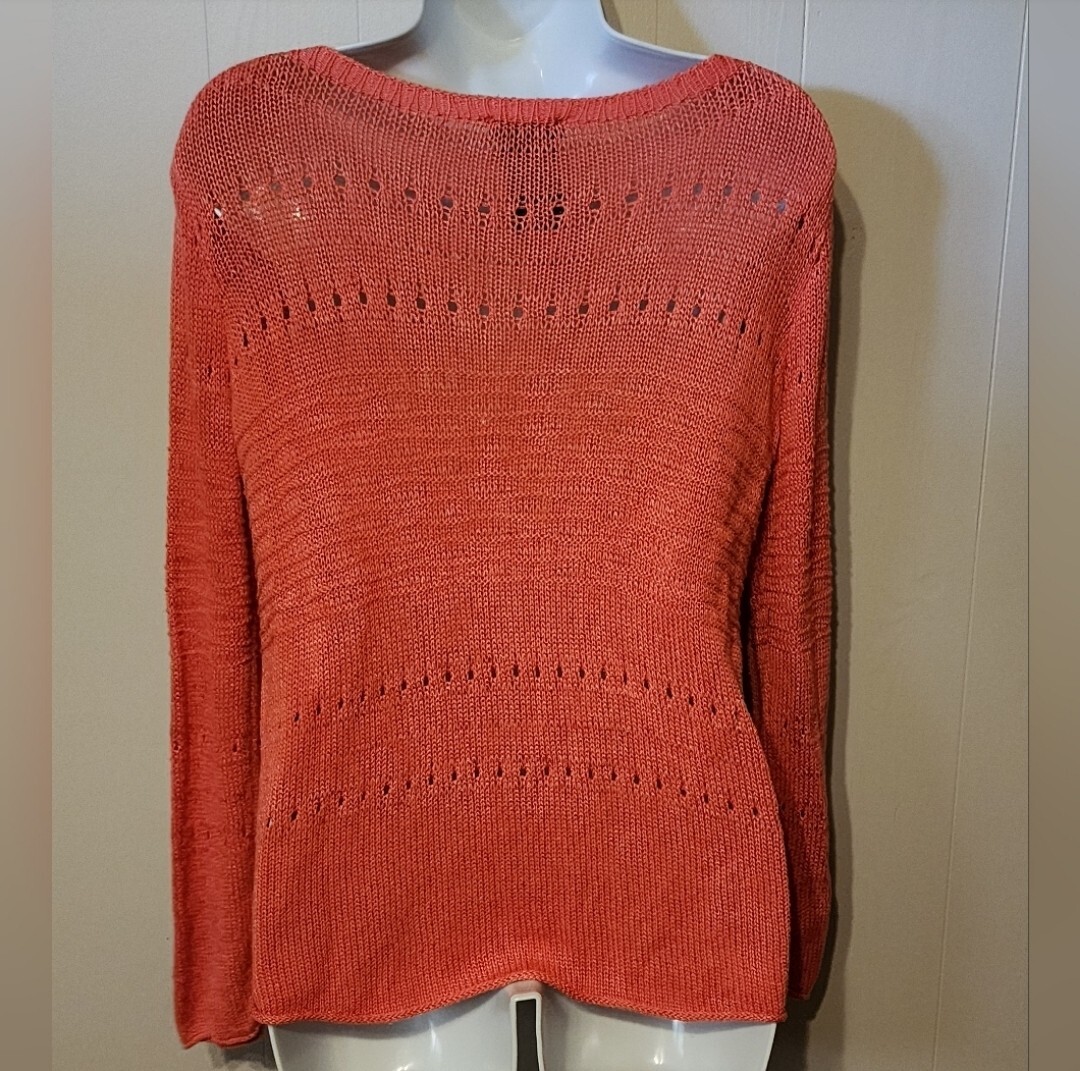 Grace Elements Sweater Orange Peach Lightweight L… - image 4