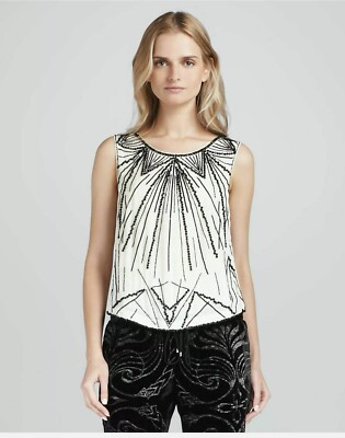 Haute Hippie Embellished Beaded Sleeveless Silk Blouse  $375  Size S, NWT 