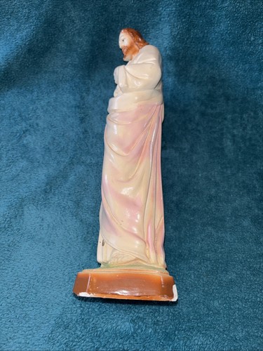 Vintage Chalkware Chalkware Statue Sacred Heart of Jesus Christianity 12.5” #FF - Picture 7 of 22