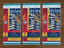 vintage LOT of 3 - 1997 WORLD SERIES FULL TICKETS - INDIANS @ MARLINS - GAME 2