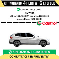 Tagliando per BMW X1 xDrive18d 105 kw - 6 Lt di Castrol + 4 Filtri anno 2009-...