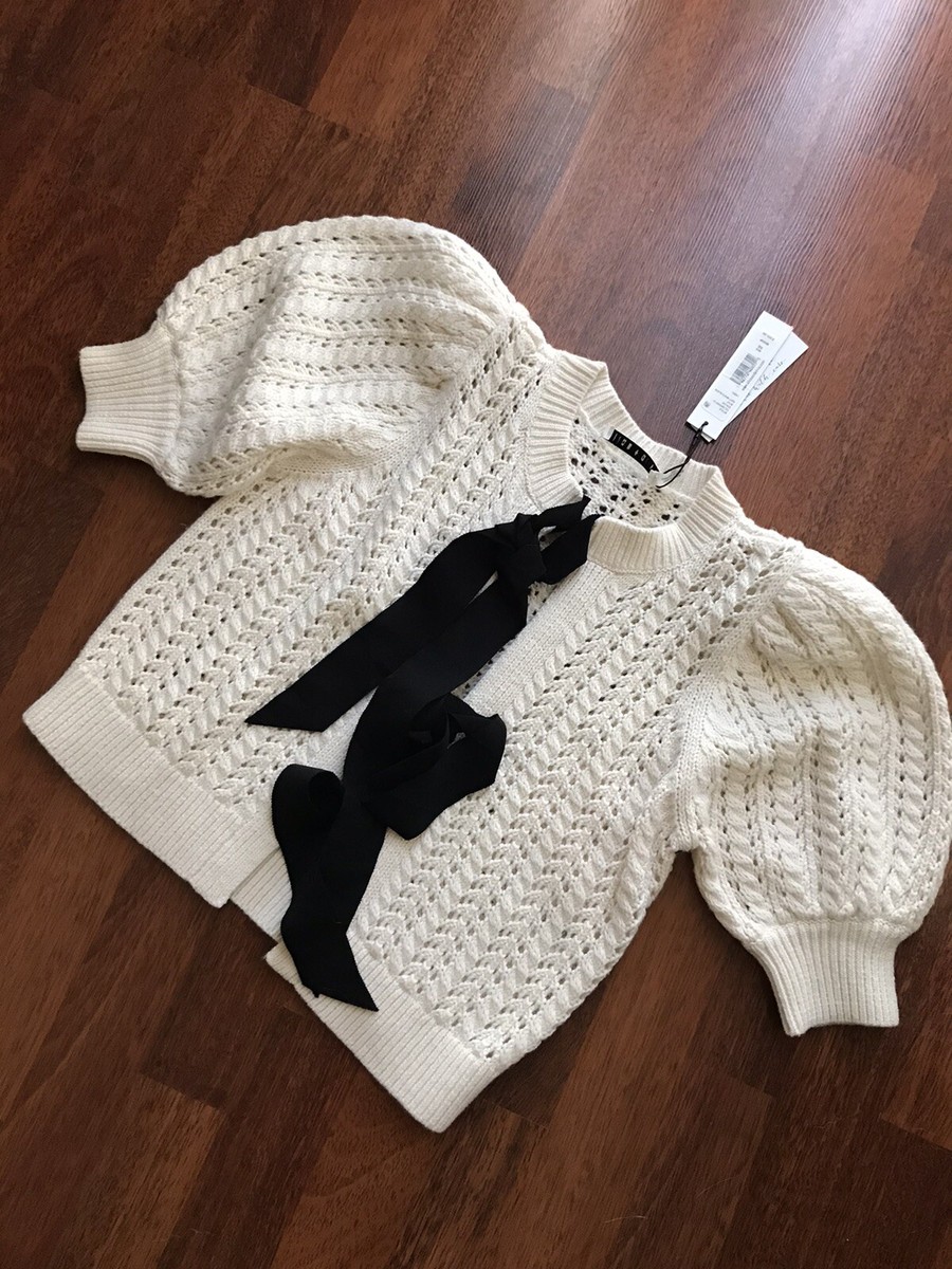 NWT Alice + Olivia kitty Puff Sleeve Bow Accent Cardigan NWT Alice + Olivia kitty Puff Sleeve Bow Accent Cardigan