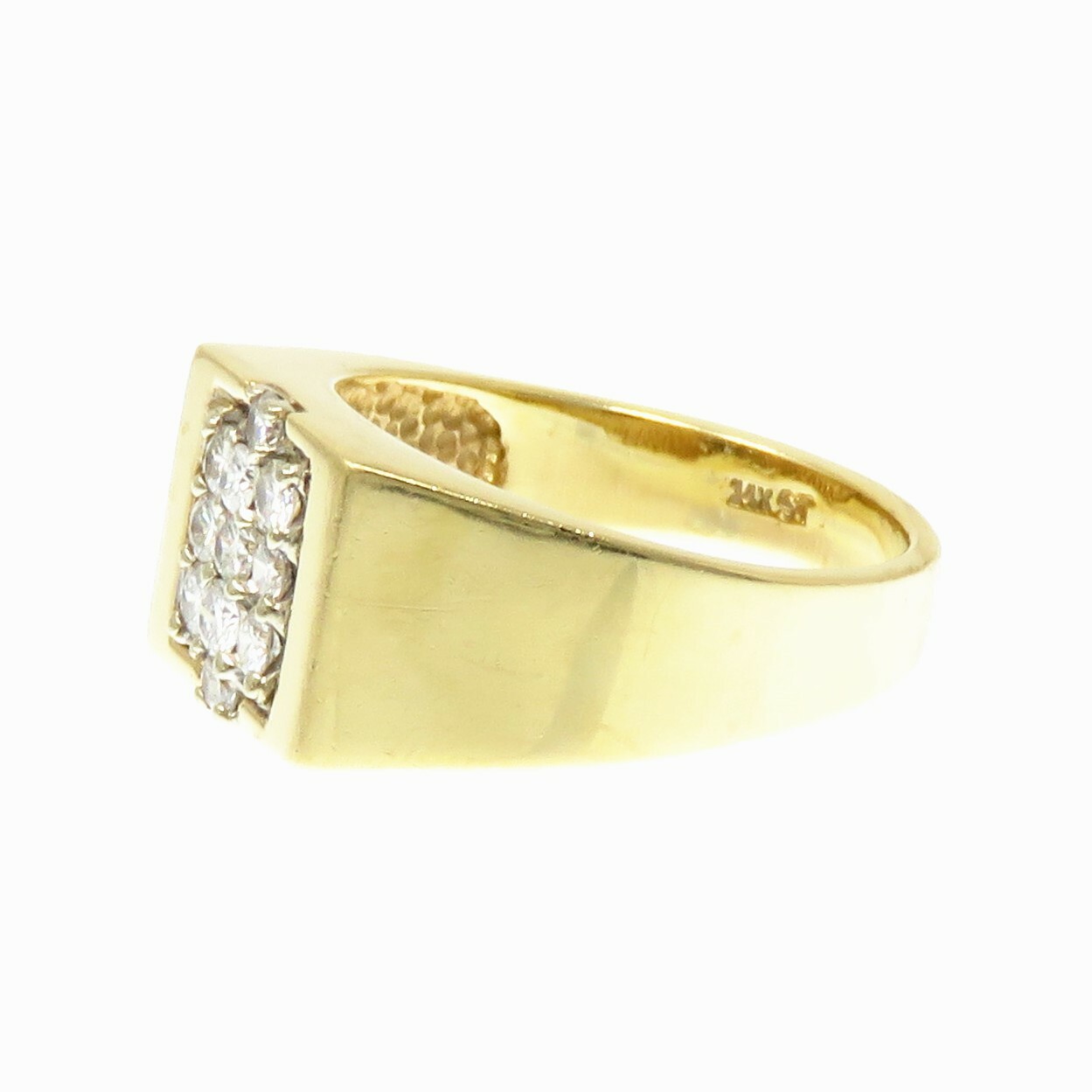 NYJEWEL 14k Yellow Gold 11 Diamonds Signet Ring - image 3