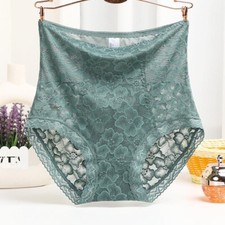 Women High Waist Lace Panties Briefs Jacquard Underpants Oversized Knickers Soft