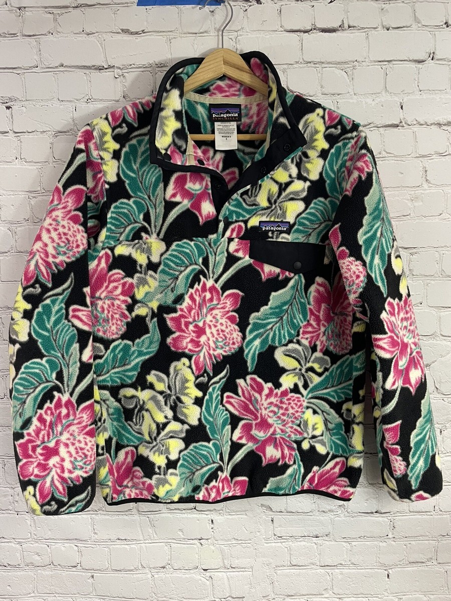 Patagonia Women Floral Manoa Hawaiian Synchilla Snap T Fleece