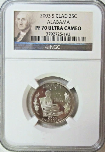 2003 S Clad Proof Alabama State Quarter - NGC PF 70 Ultra Cameo Guide $45