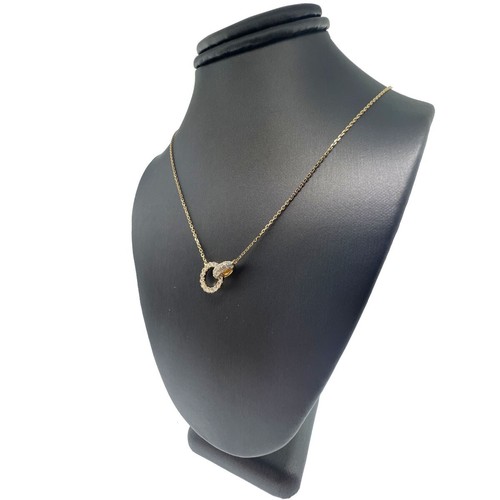 18k Yellow Gold Diamond Circle Pendant Necklace .43 CT - Picture 3 of 7