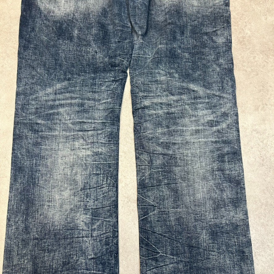 Salvage Denim Jeans Mens 34" Straight Fit Wide Leg Vintage Pants, Washed Blue image 10