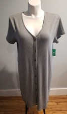Dip Womens Front Button Up Grey Dress Size L