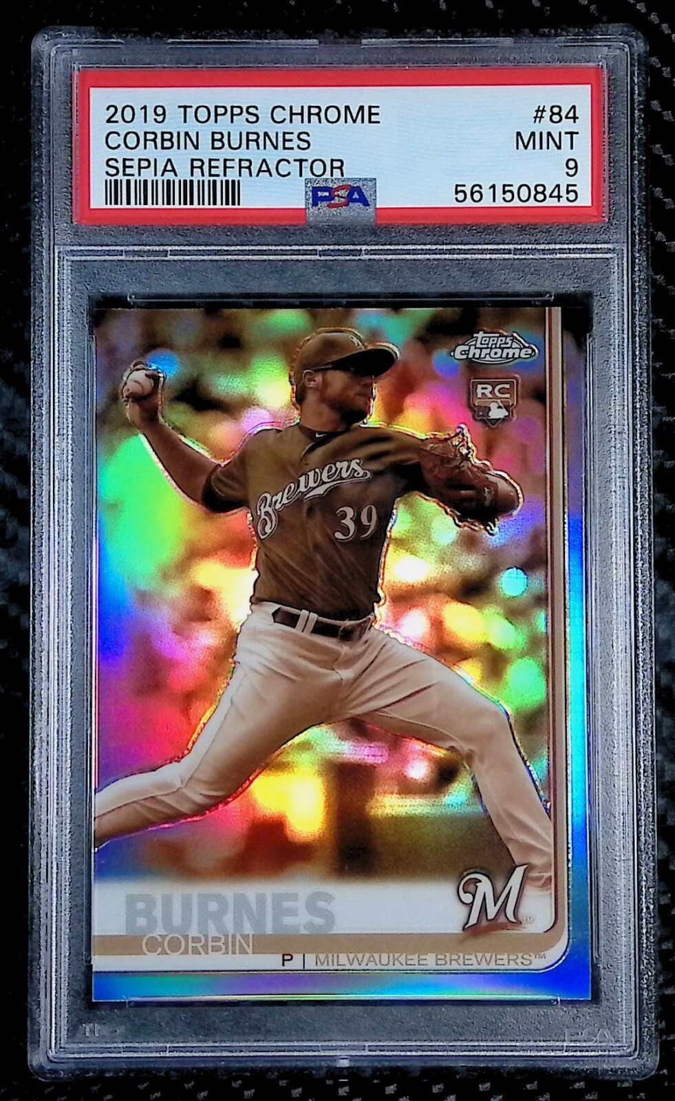Corbin Burnes - 2019 Topps Chrome #84 Sepia Refractor - RC - PSA 9 - Brewers