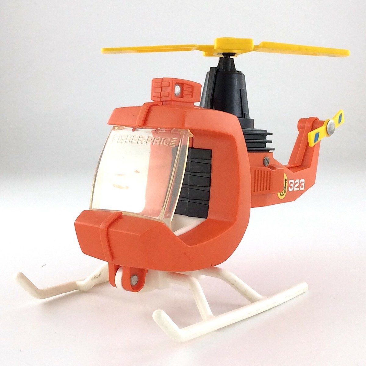 Vintage Fisher Price Toy Helicopter 323 Orange Adventure People