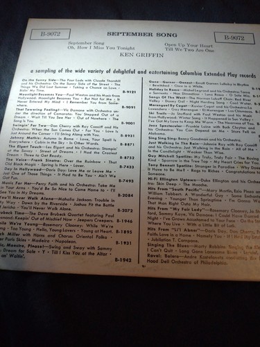 Ken Griffin "September Song" EP family owned in great shape - Picture 5 of 5