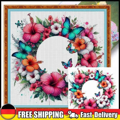 Vollständige Stickerei Öko-Schnitt-Schnitt-Thread 18CT gedrucktes Kranz-Kreuzsti