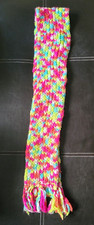Handmade Neon Pink/Yellow/Green/Blue Rainbow Yarn Knit Neck Scarf Girl Youth 71"