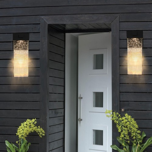 2 Pack Black Modern Crystal Wall Outdoor Light Dusk to Dawn Sensor LED Fixture - Picture 12 of 12