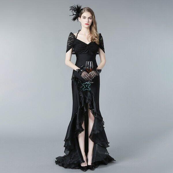 runway women lace dress Black Lace Dress with Structured Neckline