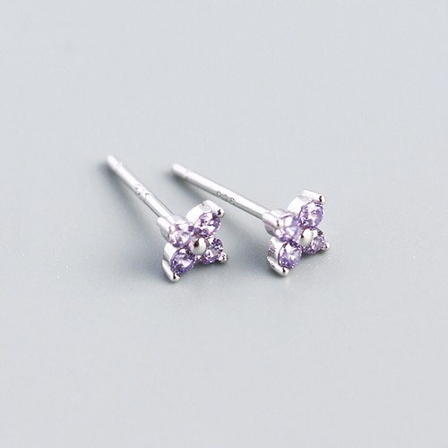 925 Sterling Silver Boho Cute Tiny Flower CZ Zirconia Stud Post Earrings A1425 - Picture 21 of 22