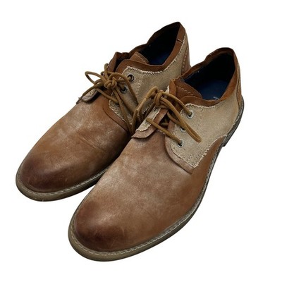ROAN by Bed Stu Mens Rebel C Derby Shoes 10 Tan Bosco Leather Canvas Distressed
