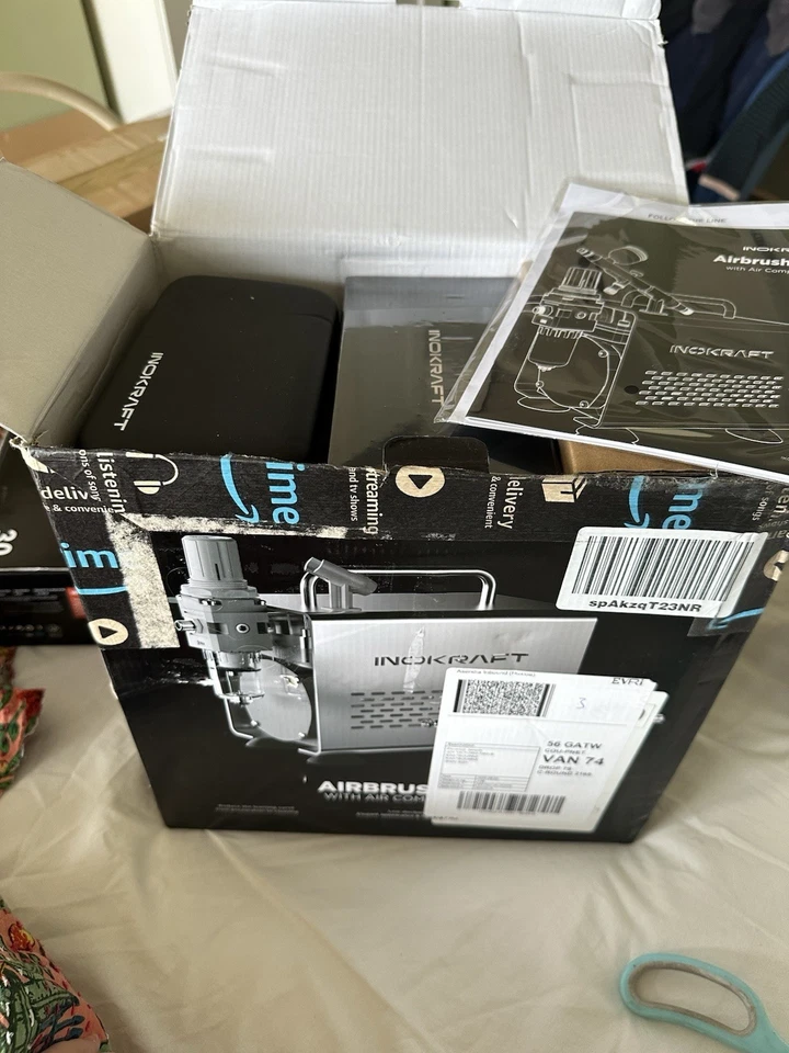 NEW InoKraft Airbrush Air Compressor 1/6 HP Quiet with Accessories And 30 Paints - Image 2 of 4