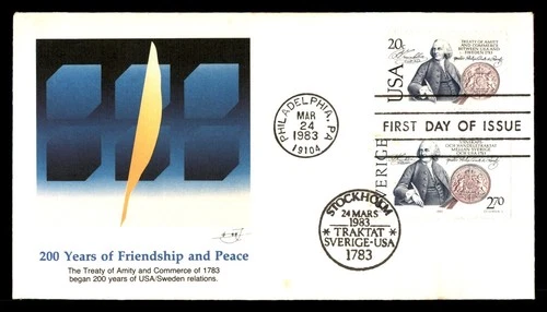 Mayfairstamps US FDC 1983 Teaty of Amity Joint Issue Sweden First Day Cover aax_