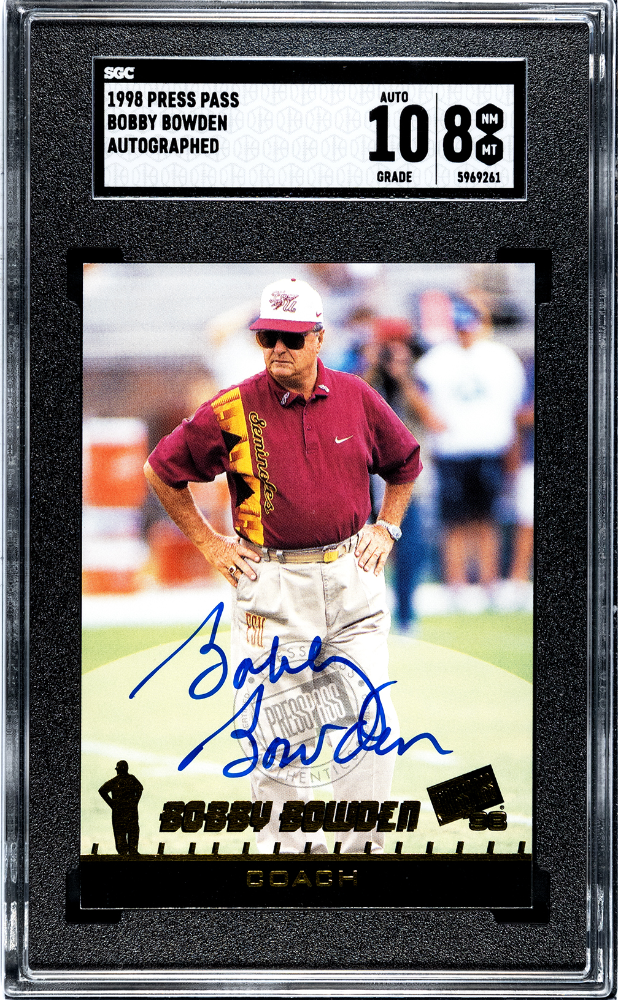 Bobby Bowden Autographed Signed 1998 Press Pass AUTO SGC 8 LOW POP HIGHEST GRADE 