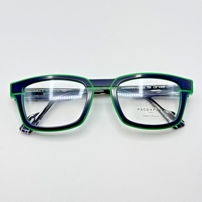 Face A Face Eyeglass Frames Gordon 2 Col. 4075 Blue Green Square 55-22-150 New