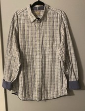 TOMMY BAHAMA Long Sleeve Button-up Plaid Shirt w/ Flip Cuffs 1 chest pocket XL