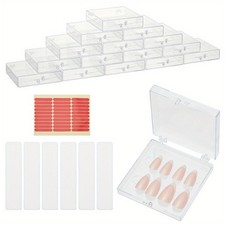 15pcs Transparent Plastics Hand-wearing Armor Storage Case with 30pcs Acrylic